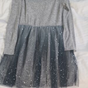 Cat & Jack Glittery Gray Kids Dress